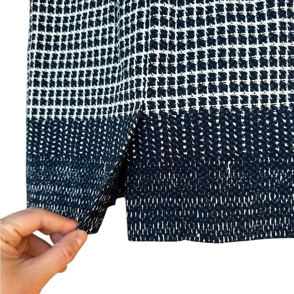 J Crew Navy Blue White Check Tweedy Sheath Dress Size 00 Formal Preppy Workwear - Picture 4 of 7